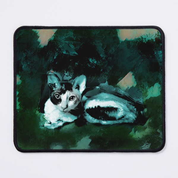 Item preview, DARK TEAL, DARK GREEN, SAGE GREEN, WATER BLUE, PALE BLUE AND LIGHT ROSE PINK CORNISH-REX IN LEAVES AND GRASS designed and sold by Most1234.