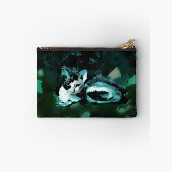 Item preview, DARK TEAL, DARK GREEN, SAGE GREEN, WATER BLUE, PALE BLUE AND LIGHT ROSE PINK CORNISH-REX IN LEAVES AND GRASS designed and sold by Most1234.