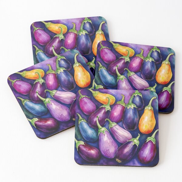Item preview, watercolor colorful eggplants designed and sold by Valentina-V.