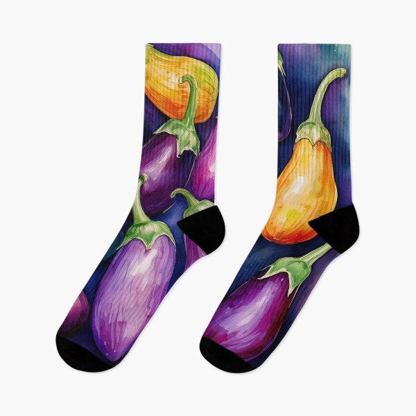 Item preview, watercolor colorful eggplants designed and sold by Valentina-V.