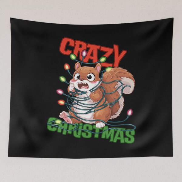 Item preview, Crazy Christmas: Frustrated Squirrel Tangled in Holiday Lights designed and sold by ARTReMi.