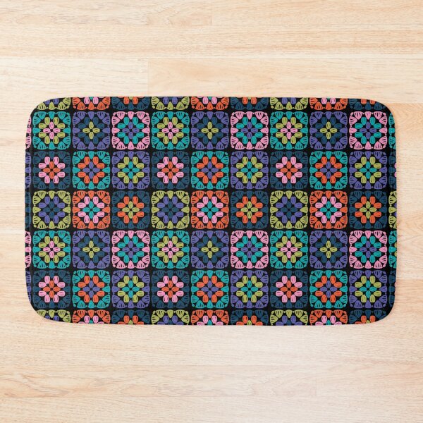 Item preview, Granny square blanket, black background designed and sold by MarleinWinter.