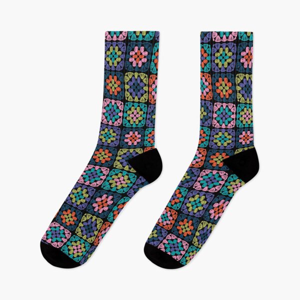 Item preview, Granny square blanket, black background designed and sold by MarleinWinter.