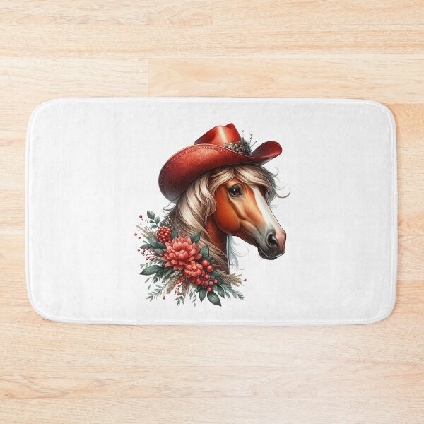 Item preview, Brown Horse with Red Hat and Flowers on Neck Design designed and sold by bonnieleigh6902.