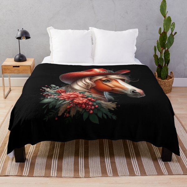 Item preview, Brown Horse with Red Hat and Flowers on Neck Design designed and sold by bonnieleigh6902.