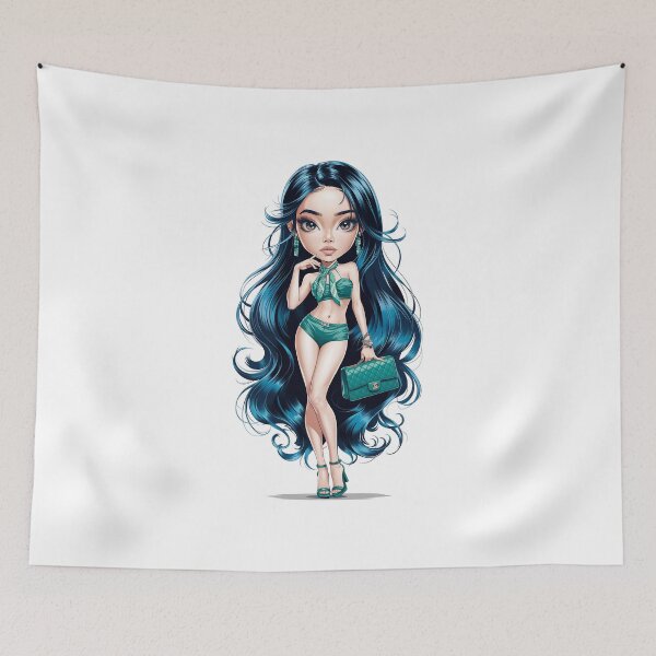 Item preview, Glamourous charming seductive Asian Girl | fascinating longhaired doll designed and sold by RedCircleArt.
