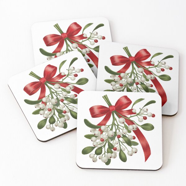 Item preview, Watercolor Mistletoe with Red Bow Illustration designed and sold by AllaMashycheva.
