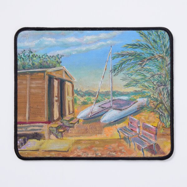 Item preview, Oil Painting - Beach Shed with Catamaran 40 x 30 cm designed and sold by Igor Pozdnyakov.