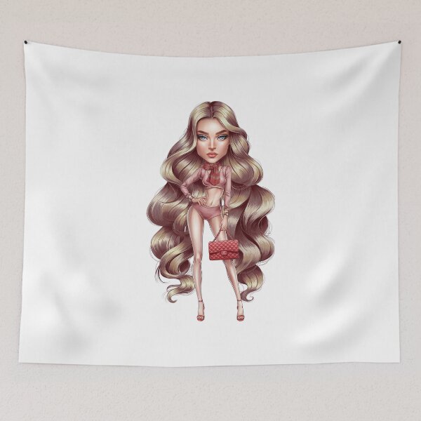 Item preview, Glamourous charming seductive Caucasian White blonde Girl | fascinating longhaired doll designed and sold by RedCircleArt.