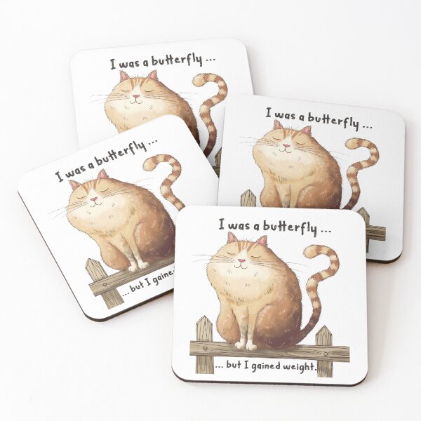 Item preview, Humorous Cat Illustration – "I Was a Butterfly, But I Gained Weight designed and sold by Cherry-Cat.