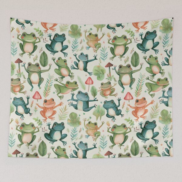 Item preview, Cute Dancing Frogs with Mushrooms Pattern designed and sold by Christina Wedberg.