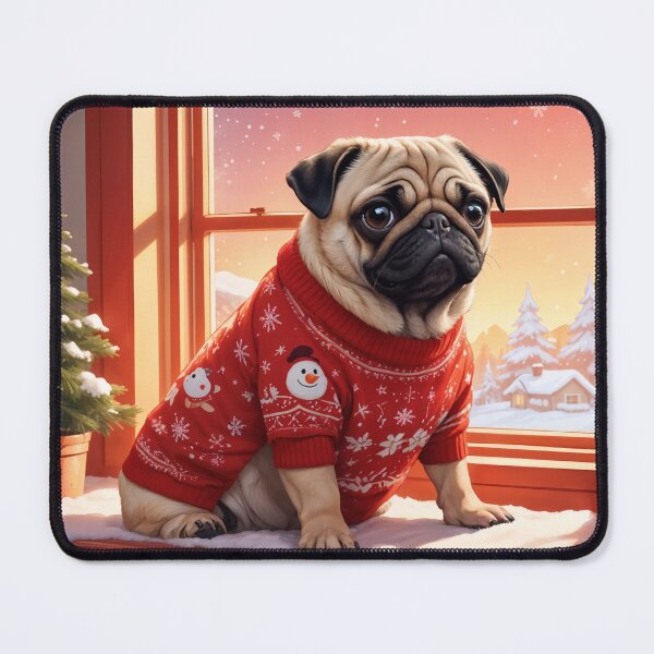 Item preview, CHRISTMAS DOGS PUG IN A RED SWEATER designed and sold by Arts4U.