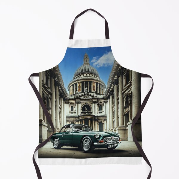 Item preview, "Classic British Elegance: The MGB GT Meets Architectural Majesty" designed and sold by philpace.