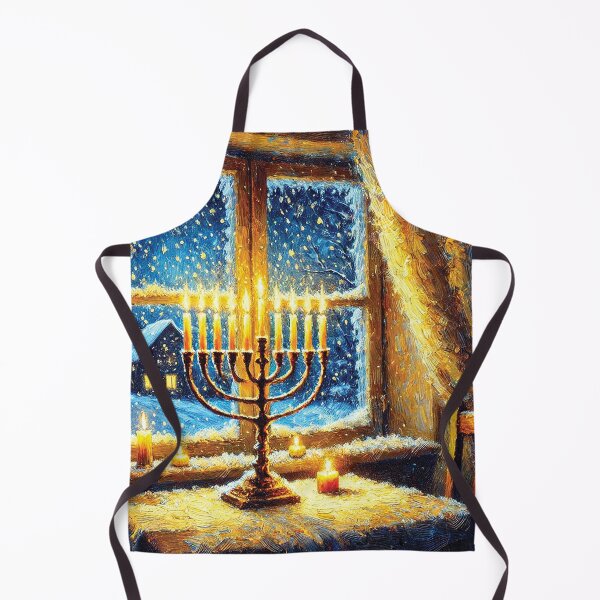 Item preview, Cozy Hanukkah Scene by the Window – Impressionist Menorah Art designed and sold by Gold Turtle  Lina.