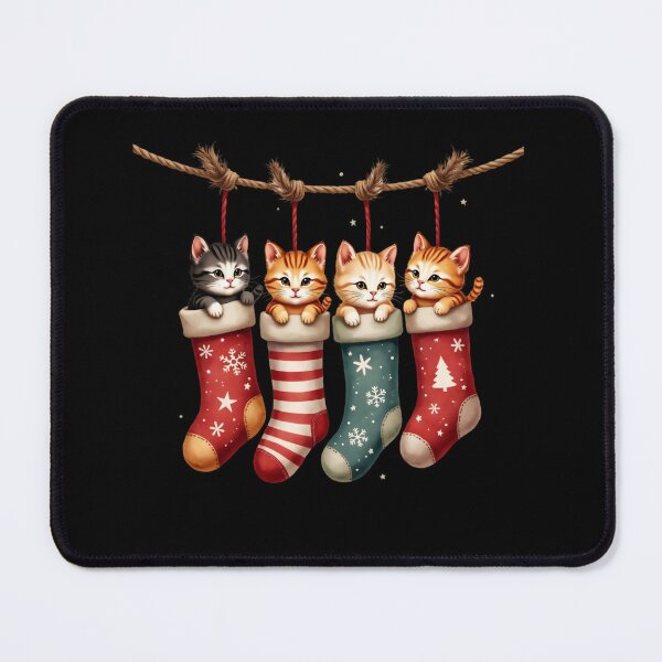 Item preview, kittens peek out of Christmas stockings designed and sold by jkrphoto.