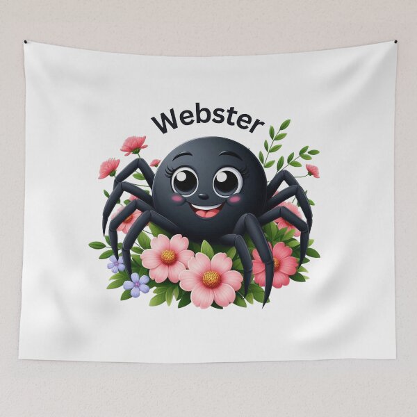 Item preview, Webster, Happy Black Spider In Flowers Design designed and sold by bonnieleigh6902.
