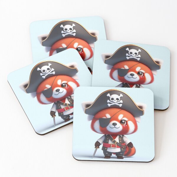 Item preview, Kawaii Red Panda in a pirate Costume designed and sold by inurey.