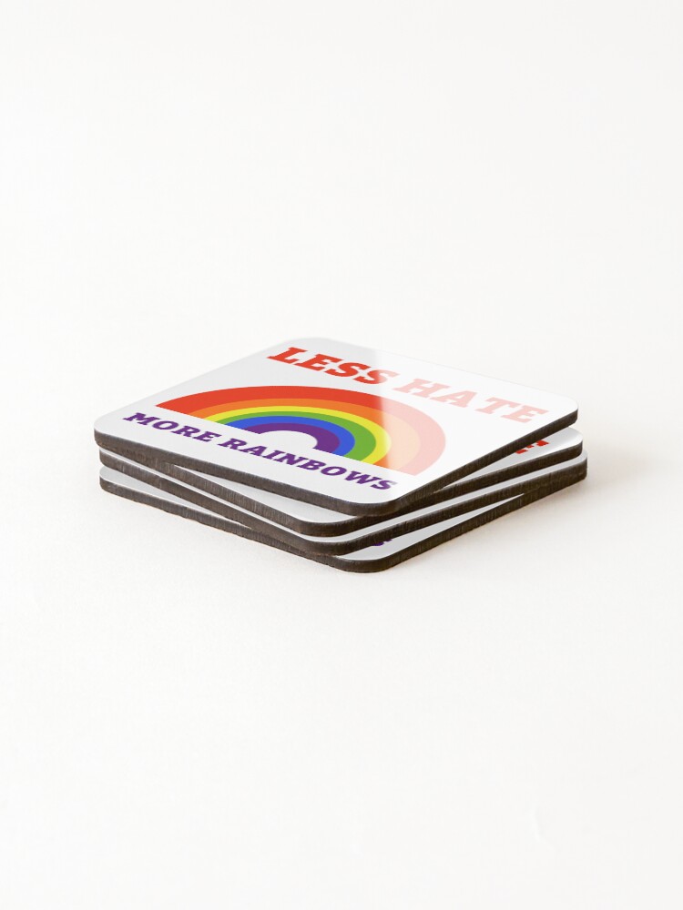 Thumbnail 4 of 5, Coasters (Set of 4), Less hate more rainbows designed and sold by RACHELDF.