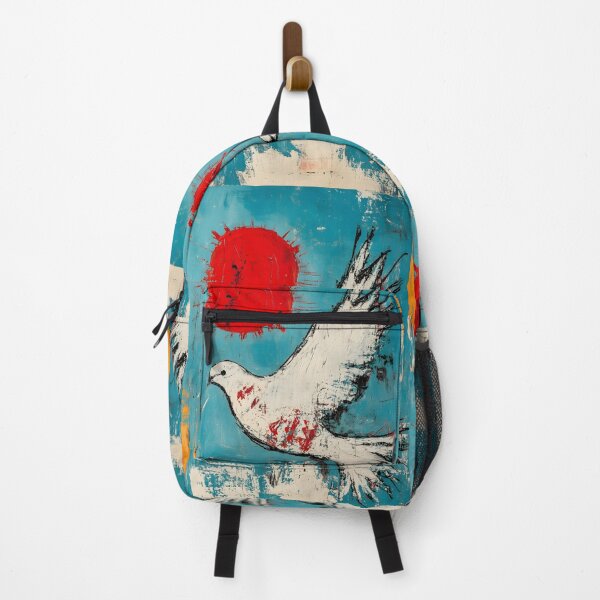Item preview, End the War Graffiti Peace Dove in Flight - Symbol of Hope and Freedom Against Bold Red Sun AI Art designed and sold by OlfactoART Studio.