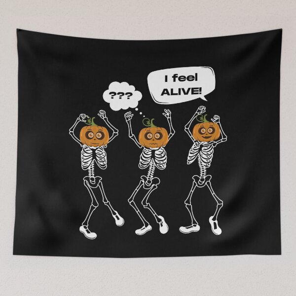 Item preview, Dancing skeletons with pumpkin heads.  designed and sold by AccessibleShop.