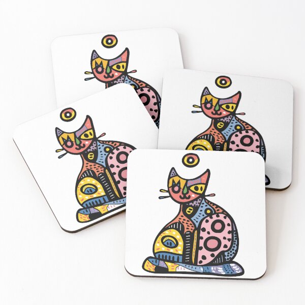 Item preview, Whimsical Pastel Patterned Cat Colorful Abstract Pop Art designed and sold by Sturdust.