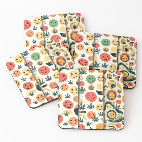 Item preview, Retro Abstract Patterns with Smiling Faces & Curves designed and sold by hjian8219.