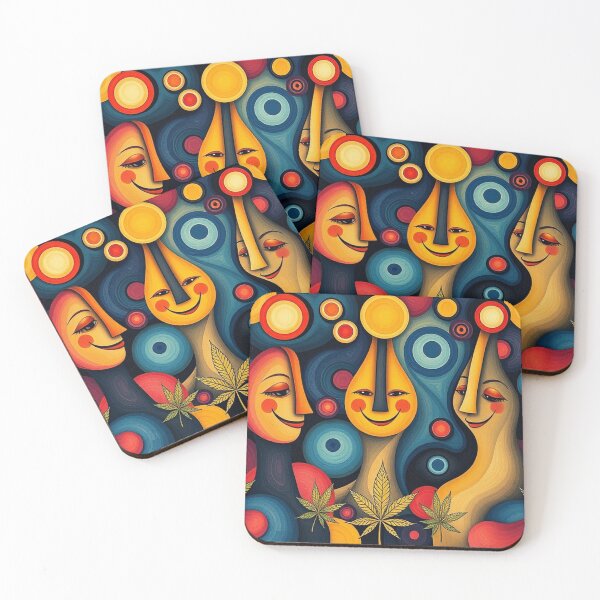 Item preview, Retro Abstract Patterns with Smiling Faces & Curves designed and sold by hjian8219.