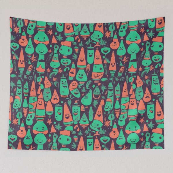 Item preview, Retro Abstract Patterns with Smiling Faces & Curves designed and sold by hjian8219.
