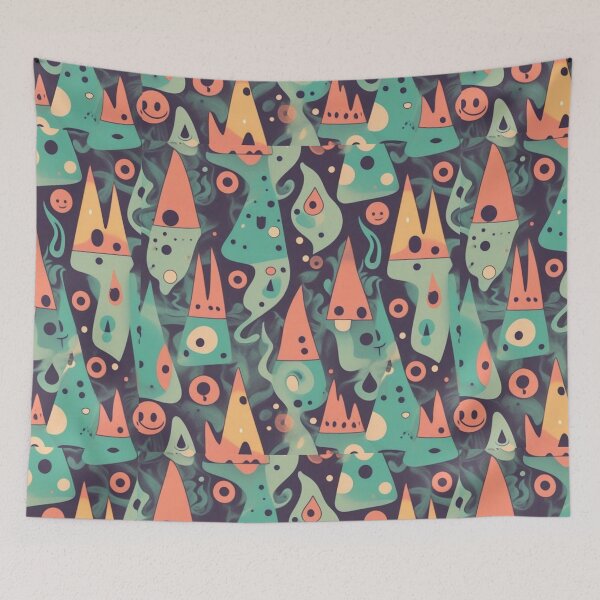 Item preview, Retro Abstract Patterns with Smiling Faces & Curves designed and sold by hjian8219.