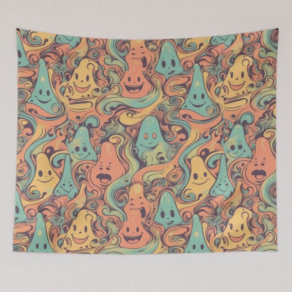 Item preview, Retro Abstract Patterns with Smiling Faces & Curves designed and sold by hjian8219.