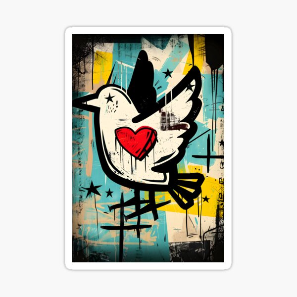 Item preview, Peace Dove Graffiti Embrace - Neo-Expressionism Art of Love and Unity Digital Art AI Generated designed and sold by OlfactoART Studio.