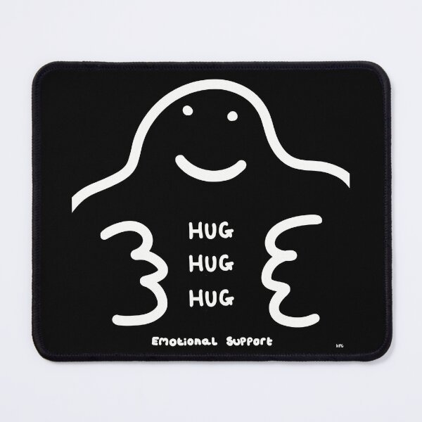 Item preview, Emotional Support: hugs always available with a smile black and white version. designed and sold by Catphonesoup.