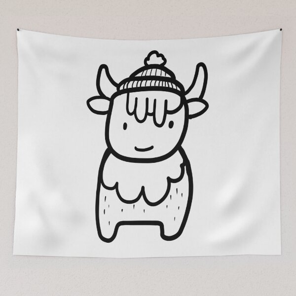 Item preview, Cute Little Highland Cow Wears A Woolly Hat designed and sold by brodyquixote.