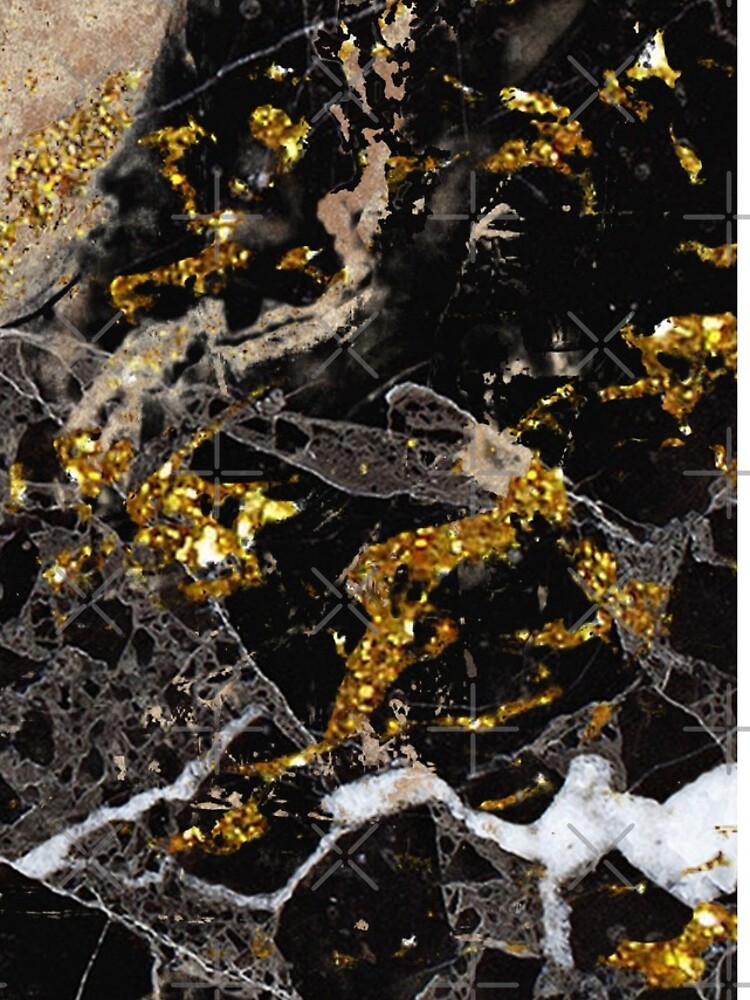 Dark marble stone pattern with golden glitter by Quaintrelle