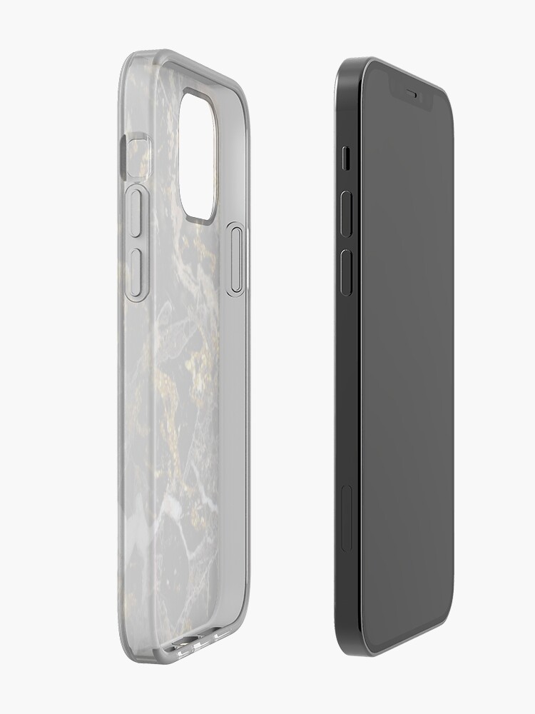 Alternate view of Dark marble stone pattern with golden glitter iPhone Case & Cover