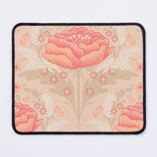 Item preview, Peach fuzz floral design with large peony and small daisies and flowers in warm tones designed and sold by ArtOfSmallJoys.