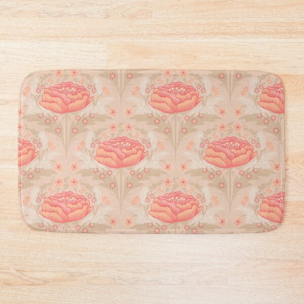Item preview, Peach fuzz floral design with large peony and small daisies and flowers in warm tones designed and sold by ArtOfSmallJoys.