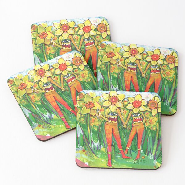 Item preview, Daffodil Monster Figures Holding Hands designed and sold by Gwenn Seemel.