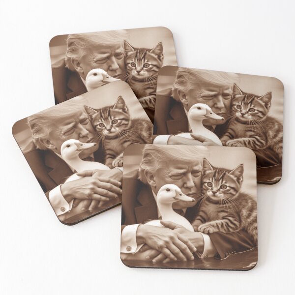 Item preview, President Trump Protect Our Cats and Ducks - Vintage Sepia Art Print designed and sold by Earth Nature Creations.
