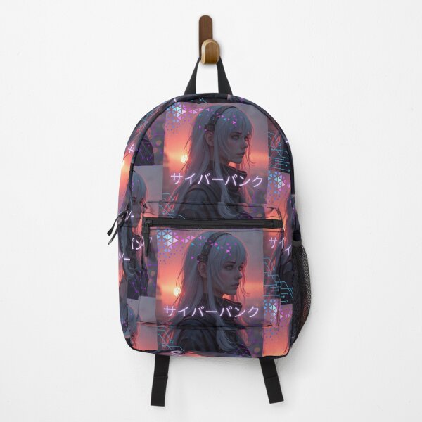 Item preview, Neon Skies and the Cyborg Girl: A Cyberpunk Sunset designed and sold by NosionDesigns.