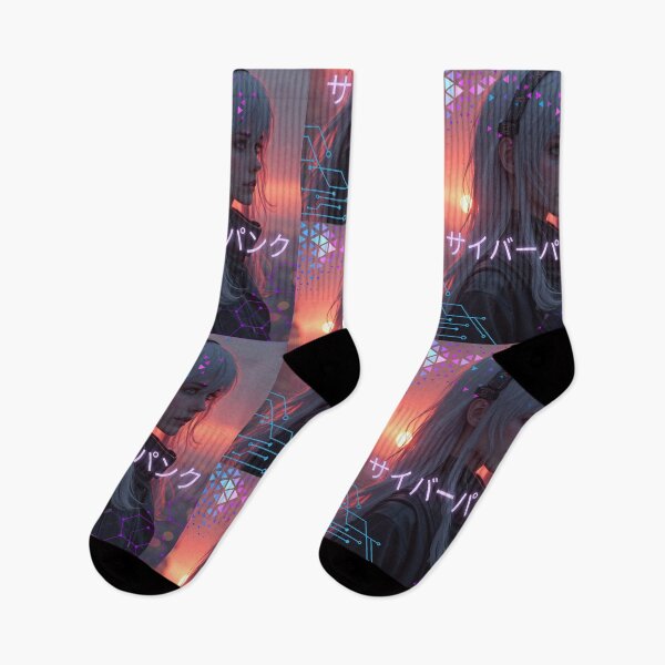 Item preview, Neon Skies and the Cyborg Girl: A Cyberpunk Sunset designed and sold by NosionDesigns.