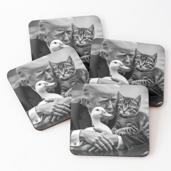 Item preview, President Trump Protect Our Cats and Ducks - Black and White Art Print designed and sold by Earth Nature Creations.