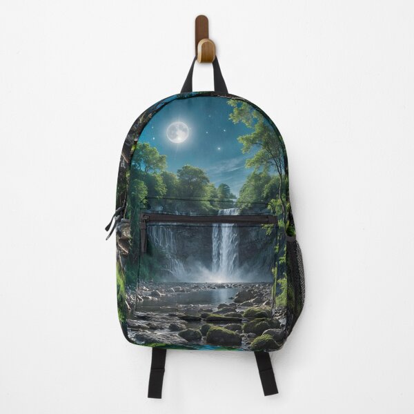 Item preview, Moonlit waterfall, luxurious forestscape designed and sold by artedamensagem.