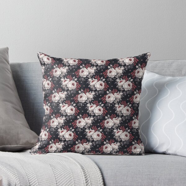 Item preview, Nordic Winter Roses Pattern Midnight Blue Floral Print designed and sold by cabana.space.