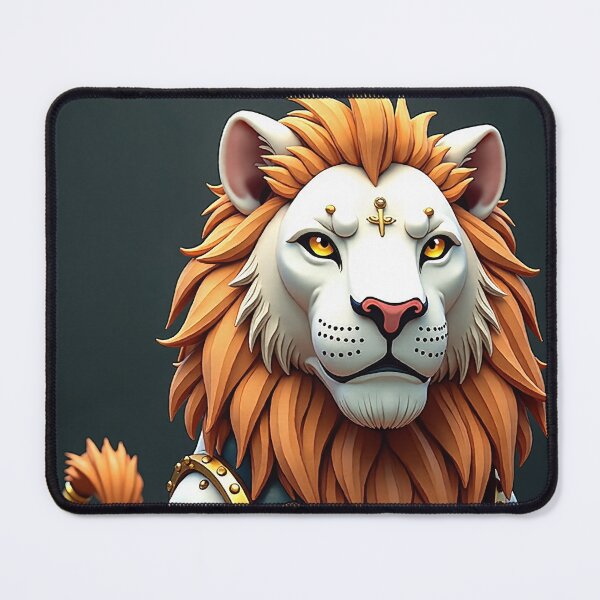 Item preview, Stoic Steampunk Lion Sitting on A Pedestal designed and sold by TheAiArtDepot.