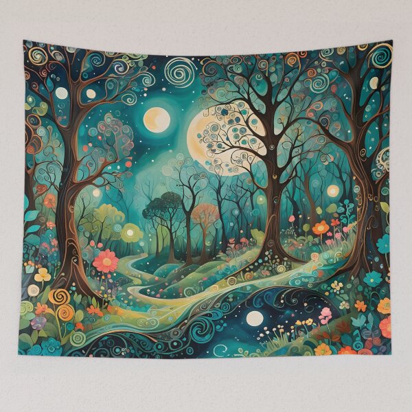 Item preview, Moonlit enchanted fantasy forest designed and sold by artedamensagem.