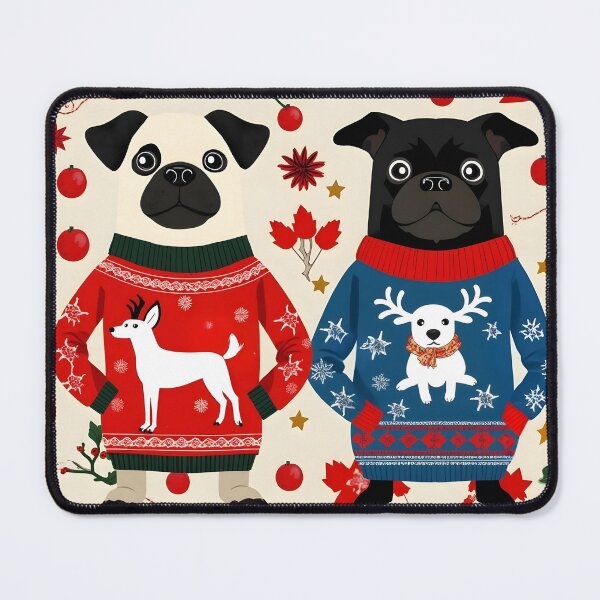 Item preview, CUTE PUGS IN SWEATERS CHRISTMAS HOLIDAY SWEATER  WEATHER ART designed and sold by Arts4U.