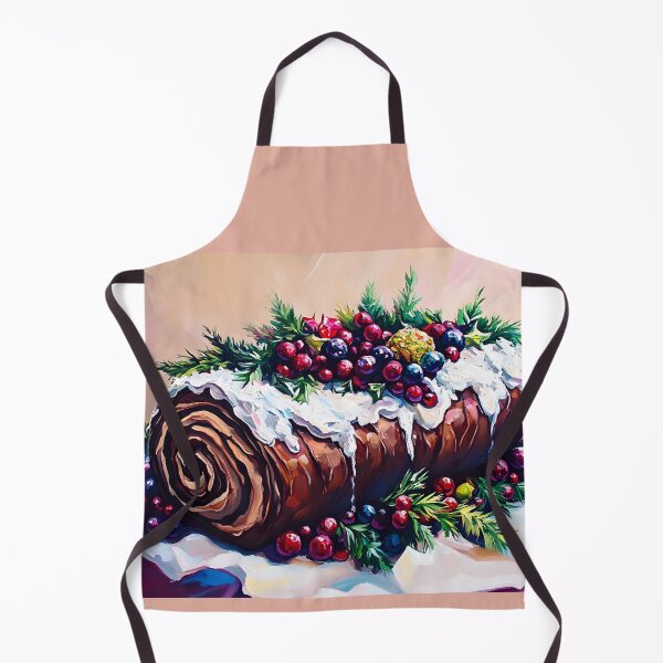 Artikelvorschau, Frohe Weihnachten – Bûche de Noël Festlicher Weihnachtskuchen mit Beeren und schneeähnlicher Glasur in zarten Pastelltönen entworfen und verkauft von OlfactoART Studio.