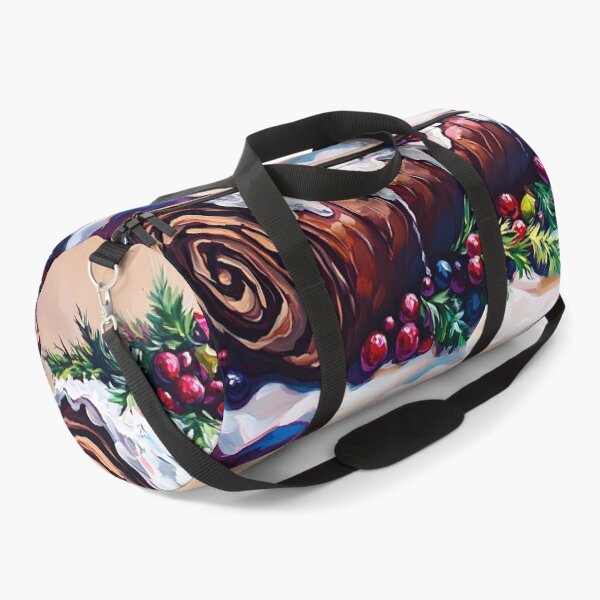 Artikelvorschau, Frohe Weihnachten – Bûche de Noël Festlicher Weihnachtskuchen mit Beeren und schneeähnlicher Glasur in zarten Pastelltönen entworfen und verkauft von OlfactoART Studio.