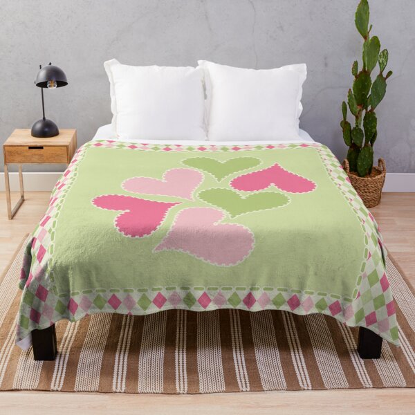 Item preview, Pink and Pistachio Green Argyle and Hearts designed and sold by MarikaJohnson.